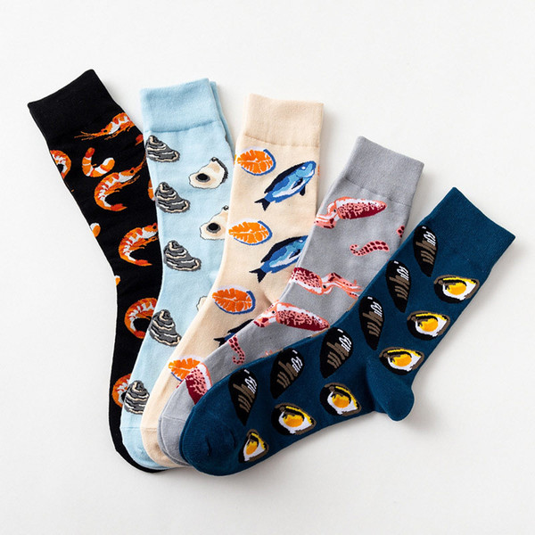 Fashion Harajuku Men Crew Socks Cotton Colorful Cartoon Cute Funny Happy Kawaii Squid Socks For Man Christmas New Year Gift Unisex