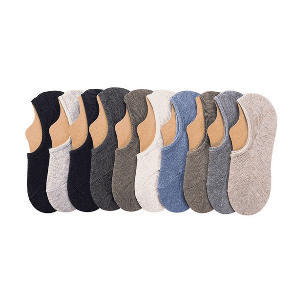 5 pairs/lot Casual Short Men Socks Silicone Seamless Non-Slip Comfortable Boat Socks Summer Cotton Black White Invisible Men No Show Socks