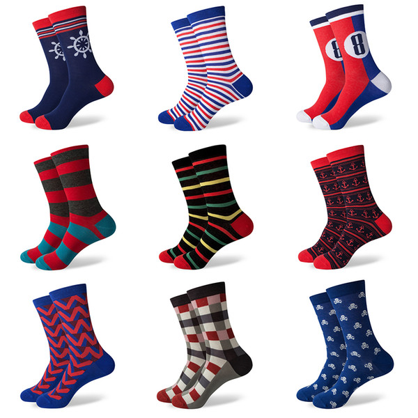 Match-Up New men's combed cotton socks brand man dress knit socks Wedding Gifts Happy socks US size(7.5-12) 387-459