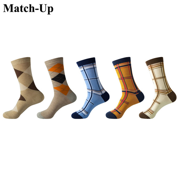 Match-Up Casual Mens Socks With The Final Design Funny Socks Gradient Fashion Designer Style Cotton (5 pairs / lot )