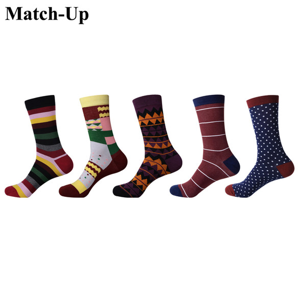 Match-Up Men's cotton socks color Brown men's socks pattern socks for business dress casual long