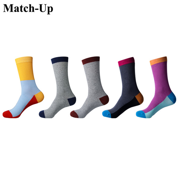 Match-Up men Colour crew cotton socks fashion style Men's Casual socks man Fun trendy Pure color socks