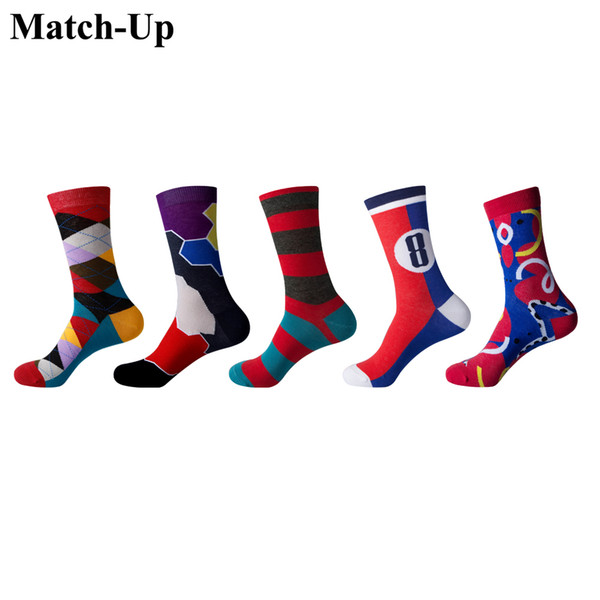 Match-Up Hip hop red series Street Style Men's socks casual socks cotton combed cotton socks (5pairs/lot)