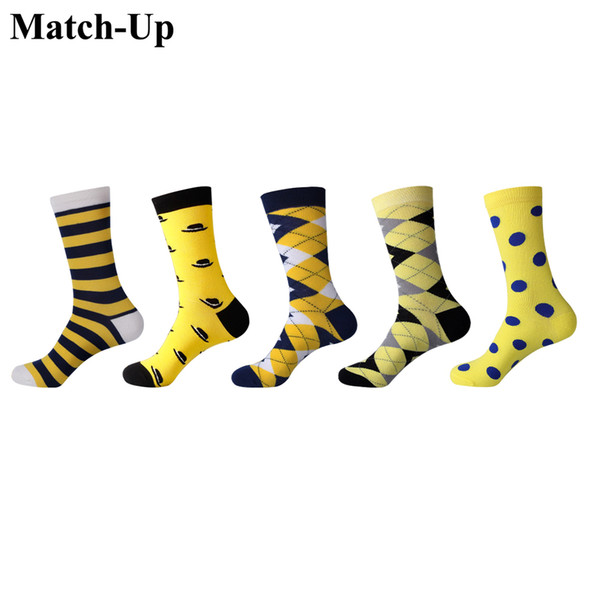 Match-Up Yellow series Men's fashionable men's socks are rich and colorful man socks (5pairs/lot)