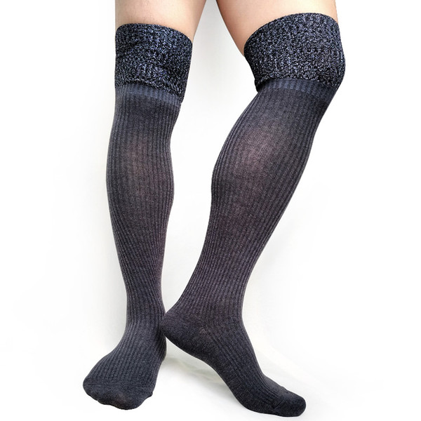 Warm over Knee High quality Socks Men Sexy Stocking Striped Formal Business Stage Socks Gay Male Collection Socks Cotton Hose