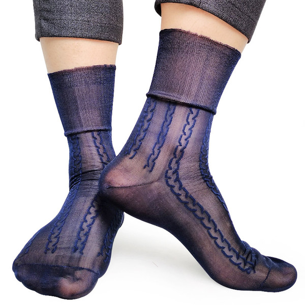 Softy Sheer Thing Mens Nylon Silk Socks For Leather shoes See through Gay Male Socks Fetish Collection Formal Dress suit sock