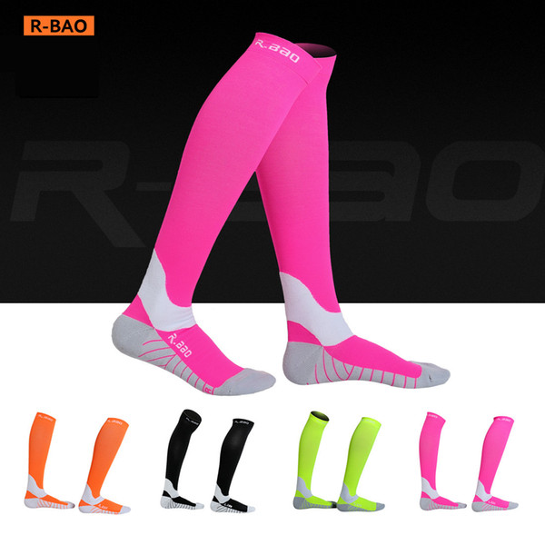 R-BAO Non Slip Knee-length Professional Compression Breathable Sweat-Wicking Anti Chafe Stockings Marathon &Runnning Sports Protective Socks