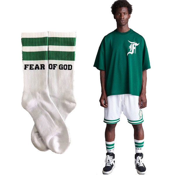 FEAR OF GOD 1987 Stripe Basketball Socks FOG Harajuku Cotton Skateboard Hip Hop High Street Sports Midtop Socks HFWZ001