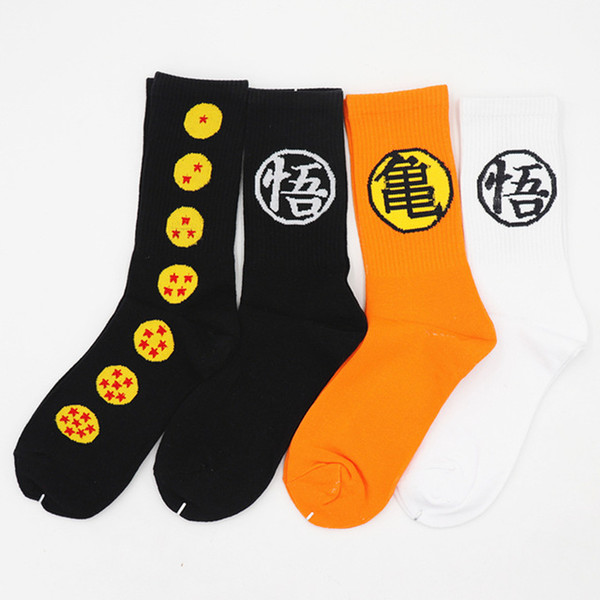 2018 women men long socks wu Dragon Ball Cartoon kanye weset hip hop casual streetwear justin bieber crew cotton black scoks