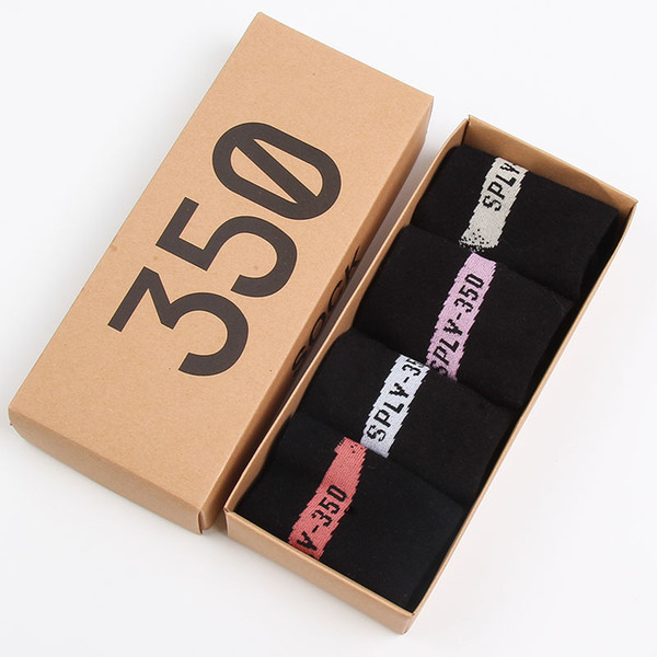 Boost 350 V2 Socks Kanye West SPLY 350 Sports Sock Short Athletic Socks One Box 4 Colors Men Women Soft Black Cotton Sock with Box