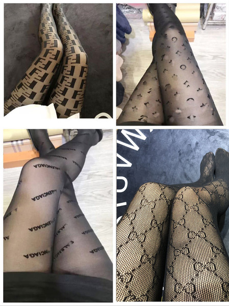 4 styles women Tights fashion logo Pantyhose sexy thin jacquard romper silk stockings female summer sexy socks lace socks