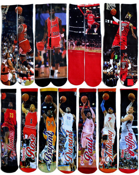 Wholesale-BasketbChris  Kobe Ross Kevin Durant Anthony Blake Griffin 3D Printed Sport Men's Brand Socks Sock