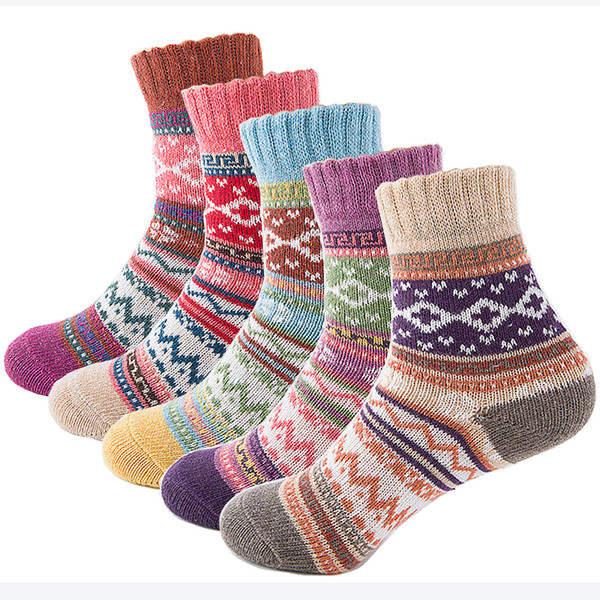 Wholesale- Autumn Winter Thick Warm Womens Socks Lovely Sweet Classic Colorful Multi Pattern Wool Blends Literature Art Style Cashmere Sock