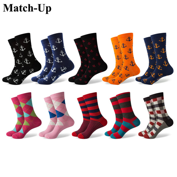 Match-Up Men's Anchor Styles and Argyle combed cotton Crew socks(10 Pairs/lot)