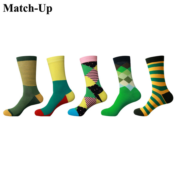 Match-Up Green socks ,Green styles funny Crew socks (5pairs/lot)