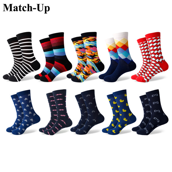 Match-Up Men's Combed Cotton Socks Funny camouflage Casual Crew Dress Party Socks Novelty (10 Pairs/lot)