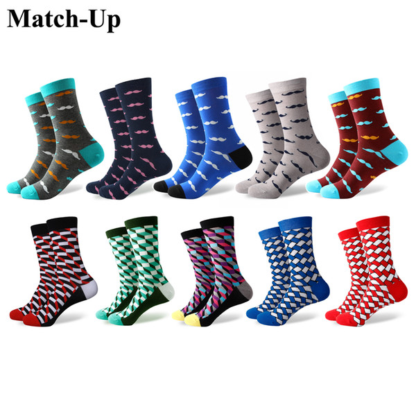 Match-Up Men's high density diamond colored mustache style Cotton socks(10 Pairs/lot)