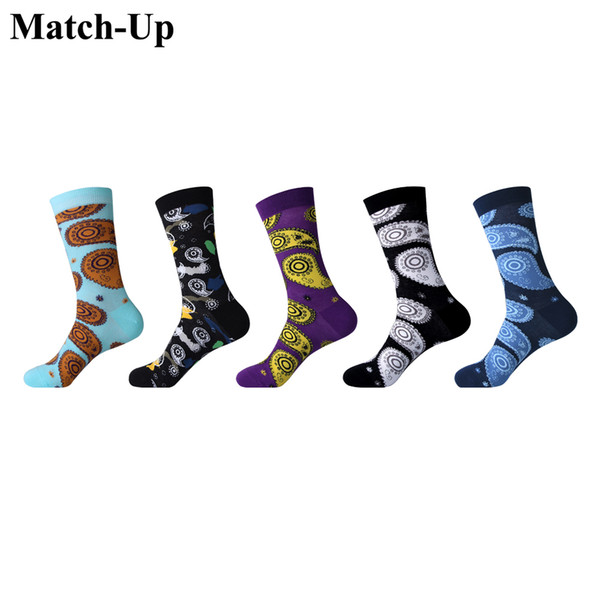 Match-Up Men Fashion personality Hyperbole Cotton Socks argyle Casual Crew Socks (5 Pairs/Lot) US 7.5-12