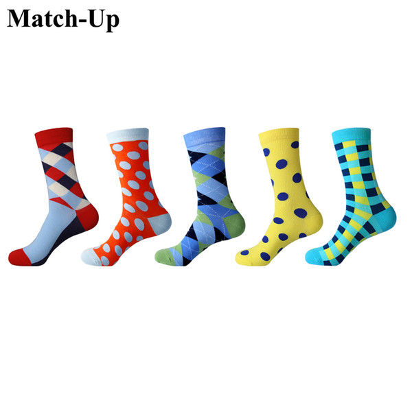 Match-Up Men Argyle and Stripe Cotton Crew socks Business Socks (5 pairs / lot )