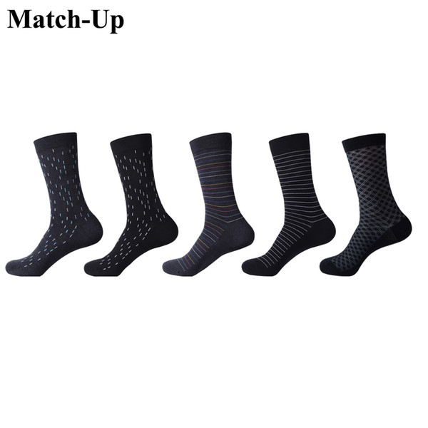 Match-Up Men's socks color Cotton for business dress casual funny long socks (5pairs/lot)