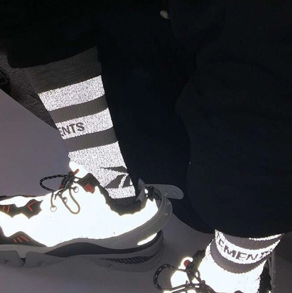 19SS Vetements Socks Joint Name Luminous Reflection Starry Socks For Men And Women Gray Socks HFSSWZ010