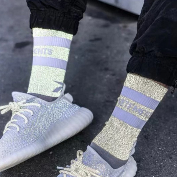 Kanye Vetements Reflective Sock Street Fashion Sports Comfortable Beautiful Socking Spring Autumn Winter Breathable Mid Tube Socks HFYMWZ026