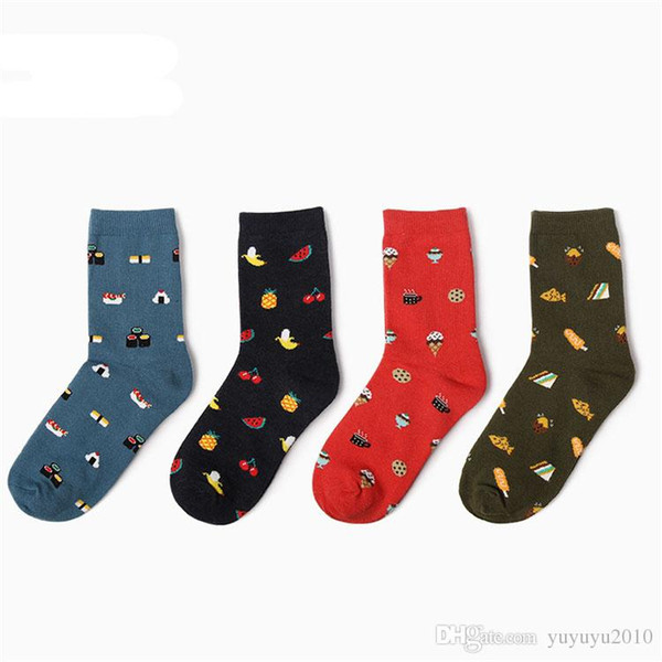 Unisex Fashion High Hosiery Sock Women 3D Fruit Happy Sock Avocado Apple Cherry Crew Sock Men Funny Art Cotton Soft Socks M1548