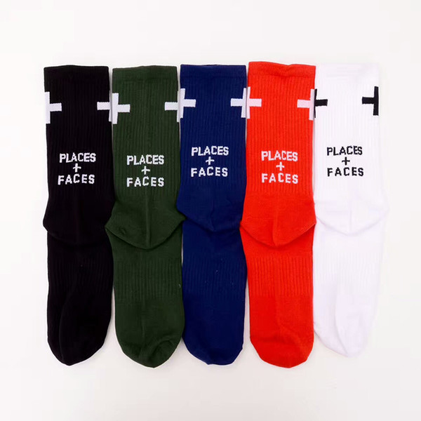 Places + Faces Socks Men's Cotton Football Basketball Stockings Red White Black Blue Green Sports Socks Free Shipping LLWG0905