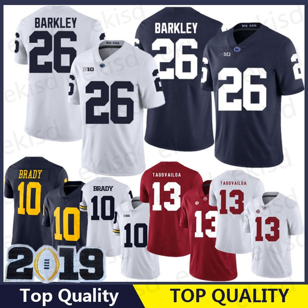 Alabama Crimson Tide 13 Tua Tagovailoa Jersey Michigan Wolverines 10 Tom Brady Penn State Nittany Lions 26 Saquon Barkley