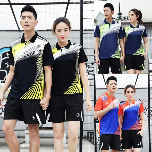 New 2019 men/women badminton sport t-shirt + shorts,quick dry table tennis jersey clothes,breathable men tennis shirt and shorts