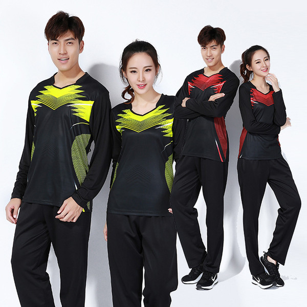 Men/women long sleeved badminton sport suit,fast dry table tennis shirts + pants Trainning clothes,ping-pong jerseys tracksuit