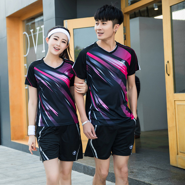 New Quick Dry Badminton Sports Jersey Women And Men Table Tennis Clothes Short Sleeve Tennis Sets badminton Suits Free Ship'ping