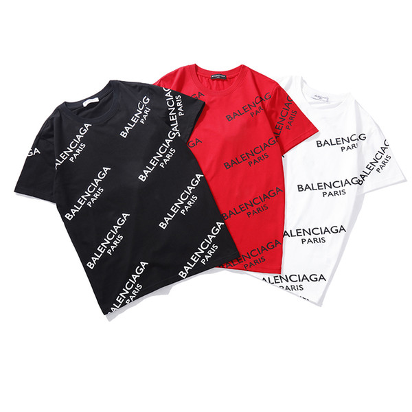 821# Bu‍rberry 2019 summer explosion men's full body letter print T-shirt fashion temperament breathable anti-wrinkle S-XXL Free Deliver