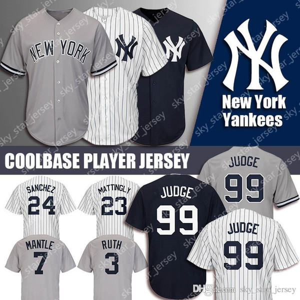 New York jersey Yankees Majestic Coolbase Jersey 99 Aaron Judge Jersey 2 Derek Jeter 3 Babe Ruth 23 Don Mattingly 24 Gary Sanchez