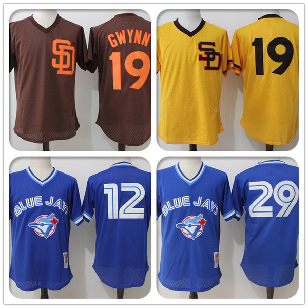 wholesale 19 Jose Bautista 19 Tony Gwynn 29 Joe Carter 20 Josh Donaldson retro mesh San Diego jerseys Padres Toronto jerseys Blue Jays