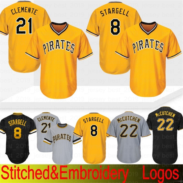 New Embroidery Pittsburgh 21 Roberto Clemente Pirates Jersey 8 Stargell Majest 22 Andrew 6 Marte ic 27 Kent Tekulve 29 Francisco Cervelli