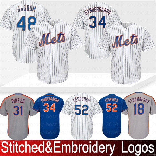 New York 48 Jacob DeGrom Mets Jerseys 18 Darryl Strawberry 16 Dwight Gooden 34 Noah 17 Keith Hernandez 52 Yoenis Cespedes Jersey 2019