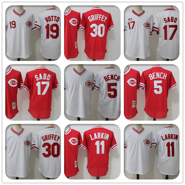 wholesale Cincinnati jerseys Reds 5 Johnny Bench Jersey 11 Barry Larkin Jersey 19 Joey Votto 14 Pete Rose 17 Chris Sabo