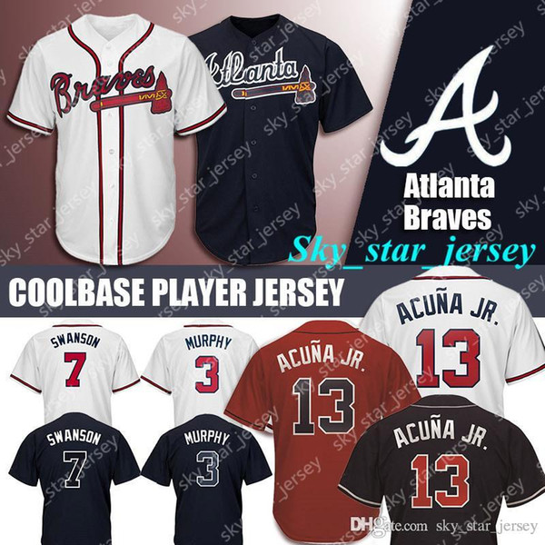 13 Ronald Acuna Jr. Atlanta Jersey Braves Majestic Coolbase Jersey Jersey 5 Freddie Freeman 3 Dale Murphy 10 Chipper Jones 7 Dansby Swanson