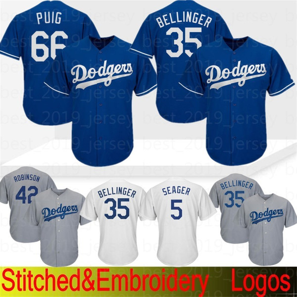 Los Angeles 66 Yasiel Puig Dodgers Baseball Jersey 22 Clayton Kershaw 5 Corey Seager 23 Gonzalez Taylor 35 Cody Bellinger 10 Justin Turner
