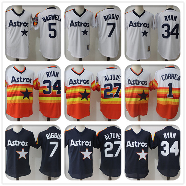 wholesale 27 Jose Altuve Jersey 34 Nolan Ryan 5 Jeff Bagwell Jerseys 4 George Springer 7 Craig Biggioretro mesh