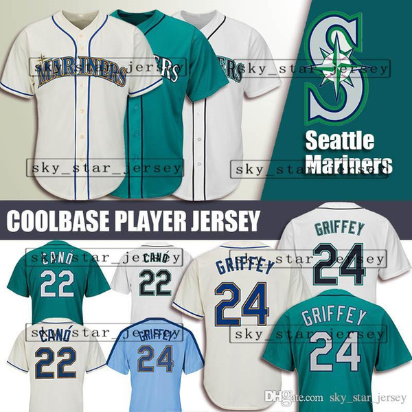Seattle jerseys Mariners Majestic Coolbase Jersey 51 Ichiro Suzuki 24 Ken Griffey Jr Jersey 22 Robinson Cano Jersey