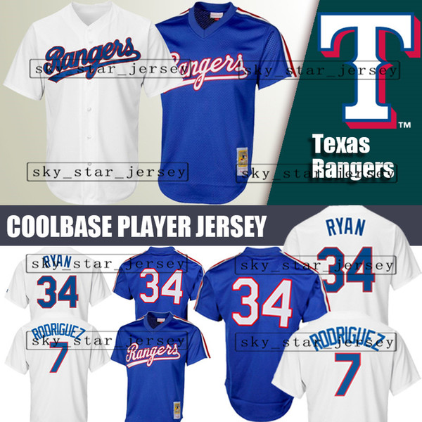Texas jerseys Rangers Majestic Coolbase Jersey 34 Nolan Ryan Jersey 7 Ivan Rodriguez Jersey