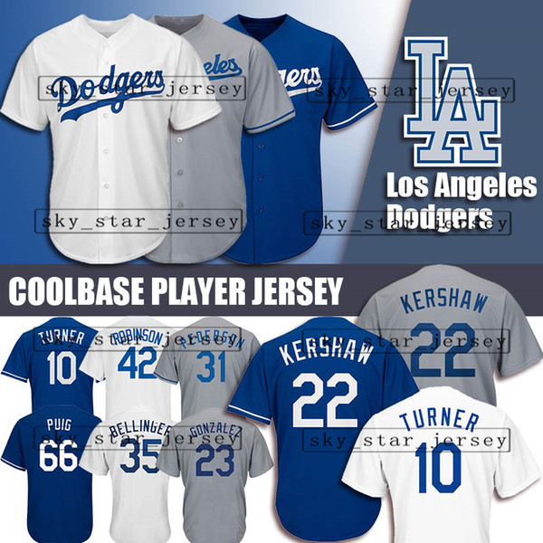 Los Angeles jerseys Dodgers Majestic Coolbase Jersey 22 Clayton Kershaw 10 Justin Turner 14 Enrique Hernandez 31 Mike Piazza 42 Jackie Robin