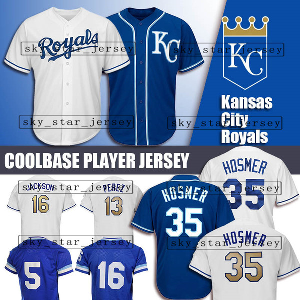 Kansas jerseys City Royals Majestic Coolbase Jersey 13 Salvador Perez Jersey 35 Eric Hosmer Jersey 16 Bo Jackson 4 Alex Gordon 5 George Bret