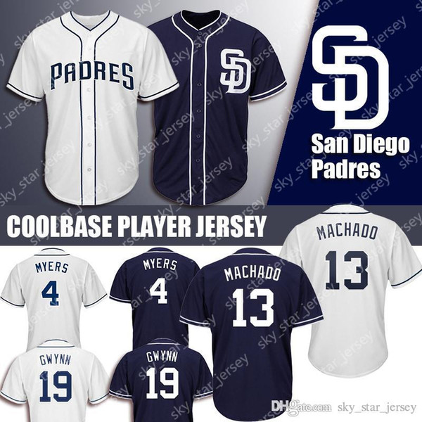 Manny Machado jerseys San Diego jerseys Padres Majestic Coolbase Jersey 4 Wil Meyers Jersey 19 Tony Gwynn Jersey