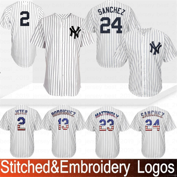 Embroidery 24 Gary Sanchez New York Yankees 99 Aaron Judge Jersey 23 Don Mattingly 7 Mickey Mantle 42 Mariano Rivera 3 Babe Ruth