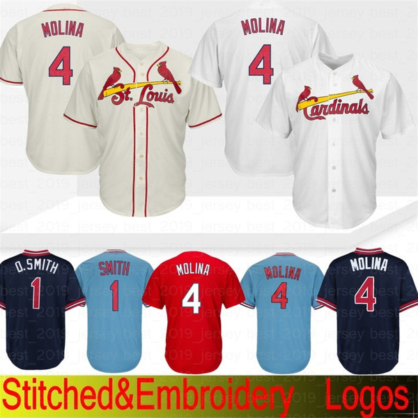 Embroidery St. Louis 1 Ozzie Smith Cardinals Baseball Jersey 4 Yadier Molina 25 Dexter Fowler Jerseys 100% Stitched