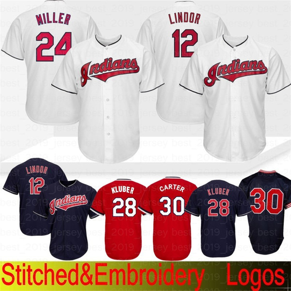 Embroidery 10 Edwin Encarnacion Cleveland indians Jerseys 12 30 Joe Carter 28 Jersey Adult 24 Baseball Jersey 100% Stitched Top quality