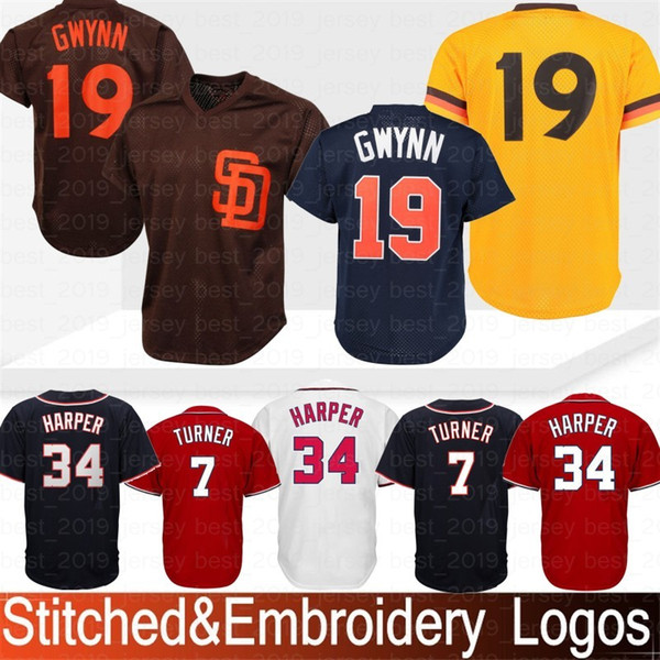 Stitched San Diego 19 Tony Gwynn Padres Jersey 4 Wil Meyers Washington 7 Trea Turner Nationals Jerseys 34 Bryce Harper